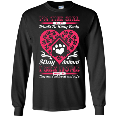 I'm The Girl That Wants To Bring Every Stray Animal T Shirt-T-Shirt & Hoodie-Long Sleeve T-Shirt-Black