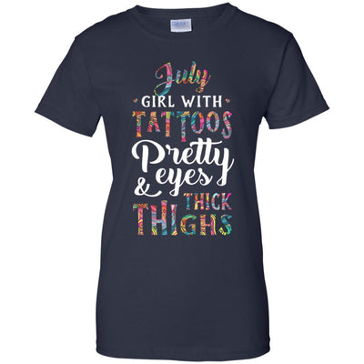 Tattoos Pretty Eyes Thick Thighs July Girl Birthday-T-Shirt & Tank Top-Women's T-Shirt-Navy