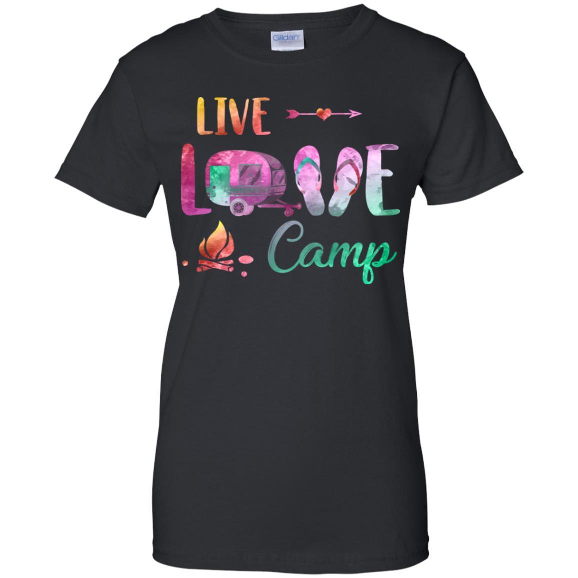 Live Love Camp Car Flip Flops Camping Gifts-T-Shirt & Tank Top-Women's T-Shirt-Black