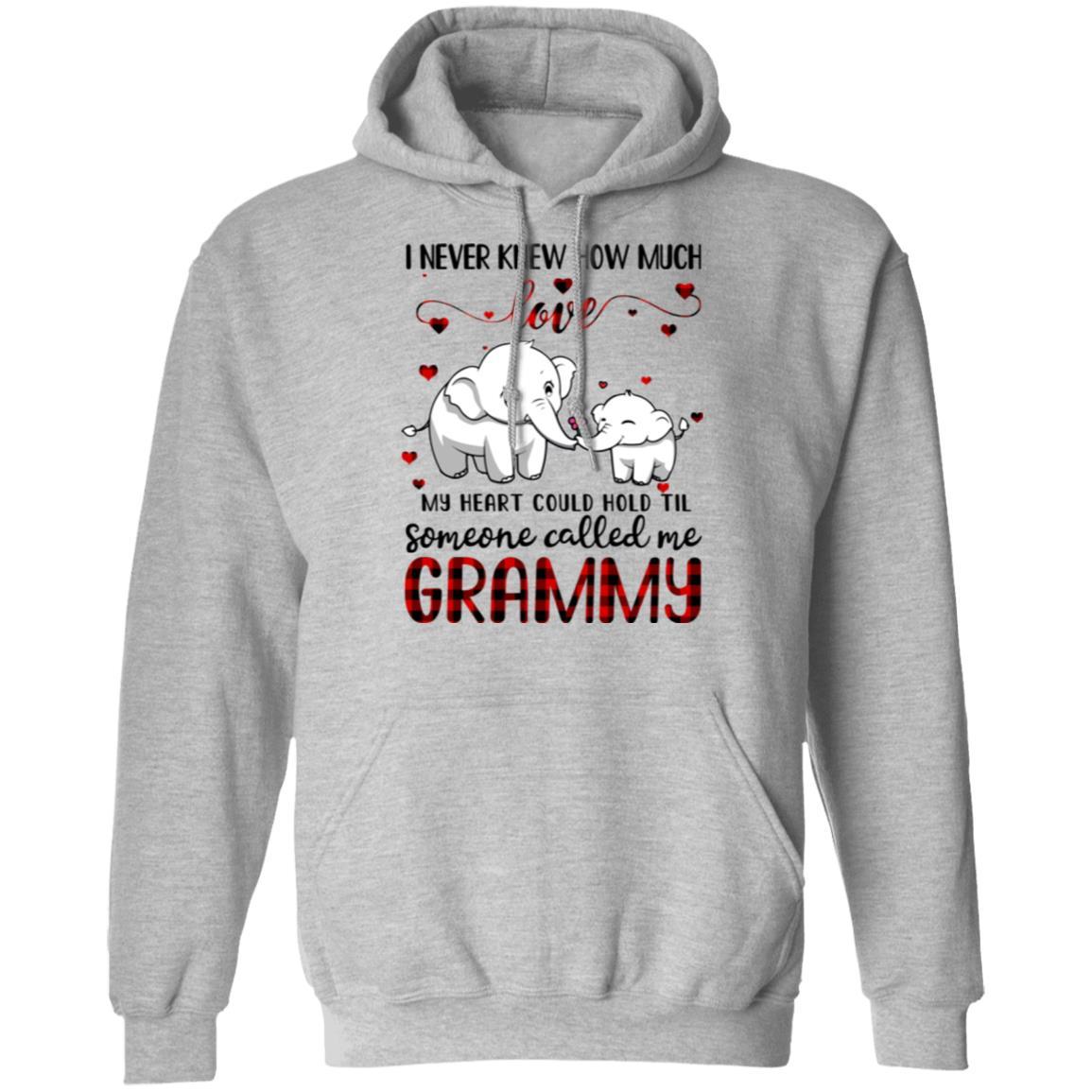 Someone Called Me Grammy Elephant Red Plaid Mother's Day-T-Shirt & Hoodie-Pullover Hoodie-Sport Grey