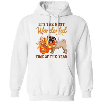 Pug Autumn It's The Most Wonderful Time Of The Year-T-Shirt & Hoodie-Pullover Hoodie-White