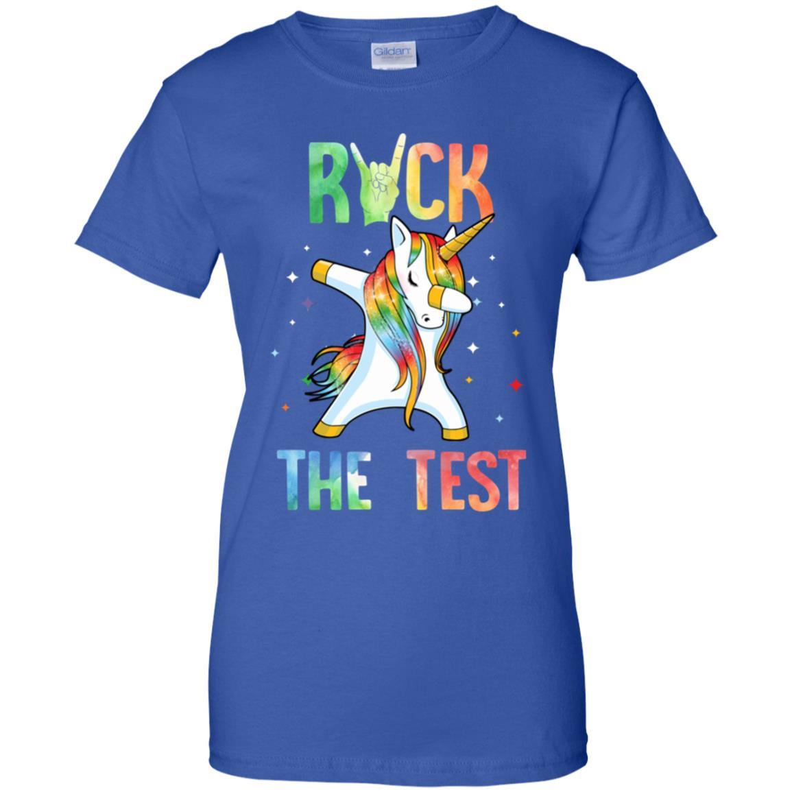 Rock The Test Funny School Unicorn Professor Teacher-T-Shirt & Hoodie-Women's T-Shirt-Royal