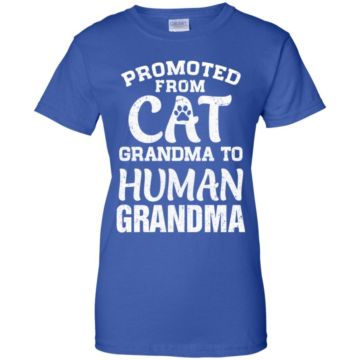 Promoted From Cat Grandma To Human Grandma Gifts-T-Shirt & Hoodie-Women's T-Shirt-Royal