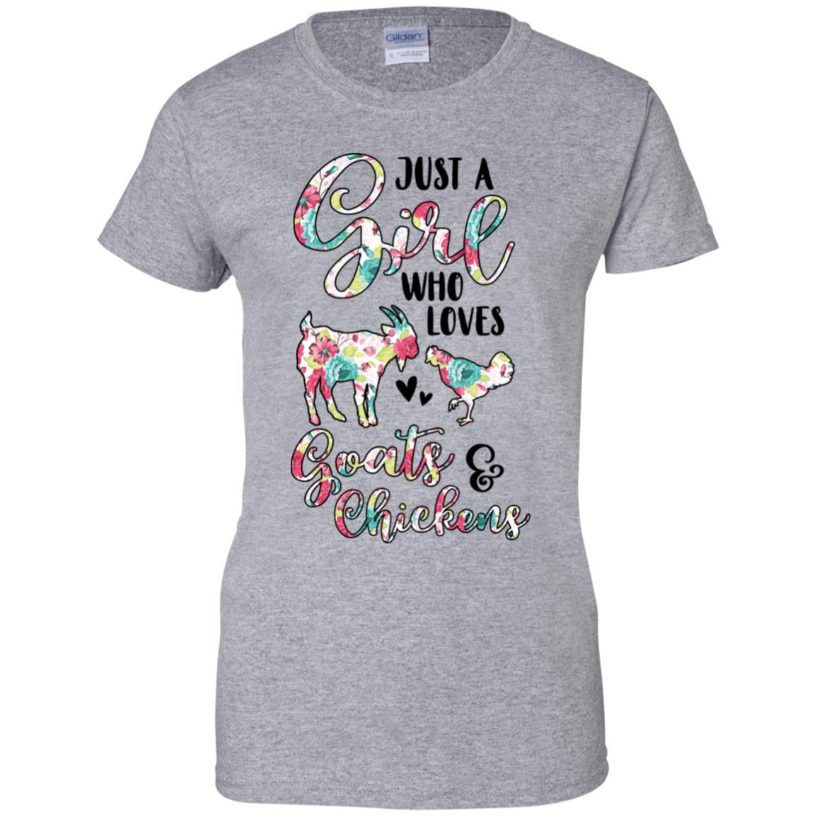 Just A Girl Who Loves Goats Chickens Lovers-T-Shirt & Tank Top-Women's T-Shirt-Sport Grey