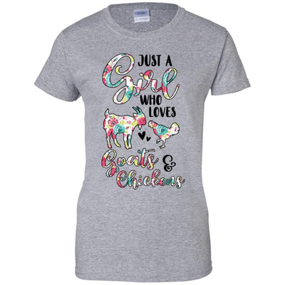 Just A Girl Who Loves Goats Chickens Lovers-T-Shirt & Tank Top-Women's T-Shirt-Sport Grey