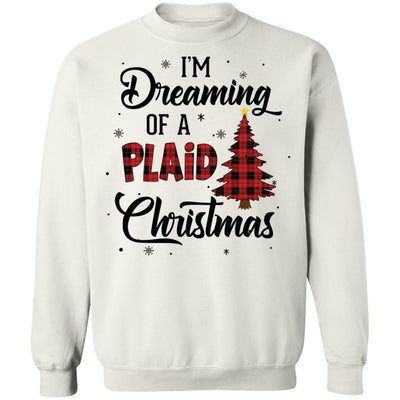 I'm Dreaming Of A Plaid Christmas Xmas Buffalo Plaid-T-Shirt & Sweatshirt-Crewneck Sweatshirt-White