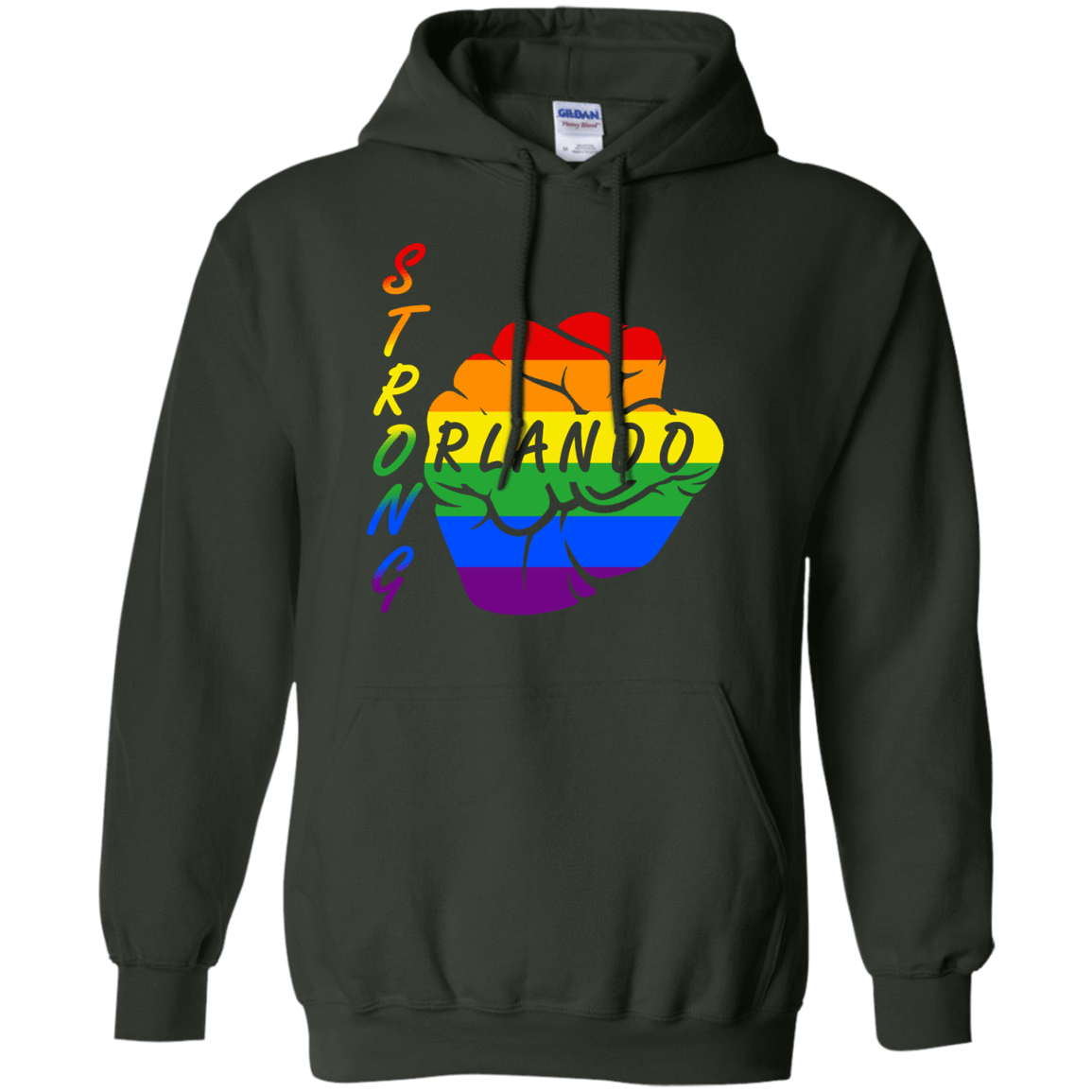 Strong Orlando LGBT-T-Shirt & Hoodie-Pullover Hoodie-Forest Green