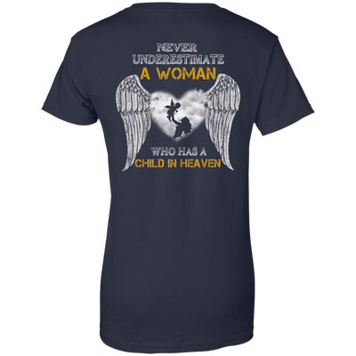 Never Undertimate A Woman Has Child In Heaven-T-Shirt & Hoodie-Women's T-Shirt-Navy