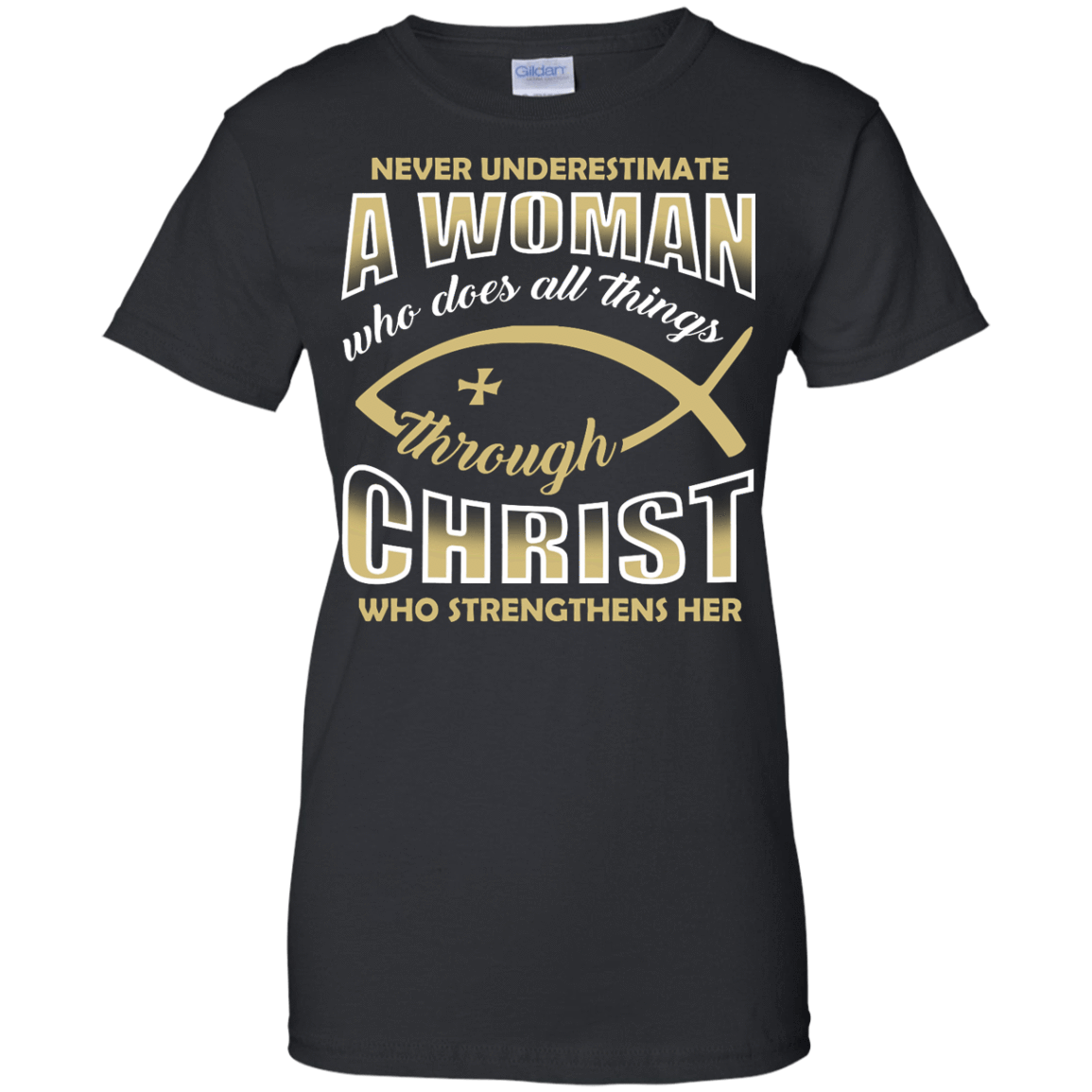 Who Does All Things Through Christ Who Strengthens Her-T-Shirt & Hoodie-Women's T-Shirt-Black