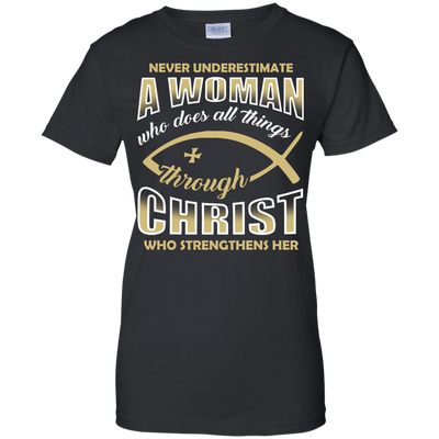 Who Does All Things Through Christ Who Strengthens Her-T-Shirt & Hoodie-Women's T-Shirt-Black
