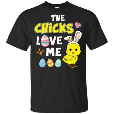 Happy Easter Funny Chick Bunny Ears With Egg Youth-Youth Shirt-Youth T-Shirt-Black