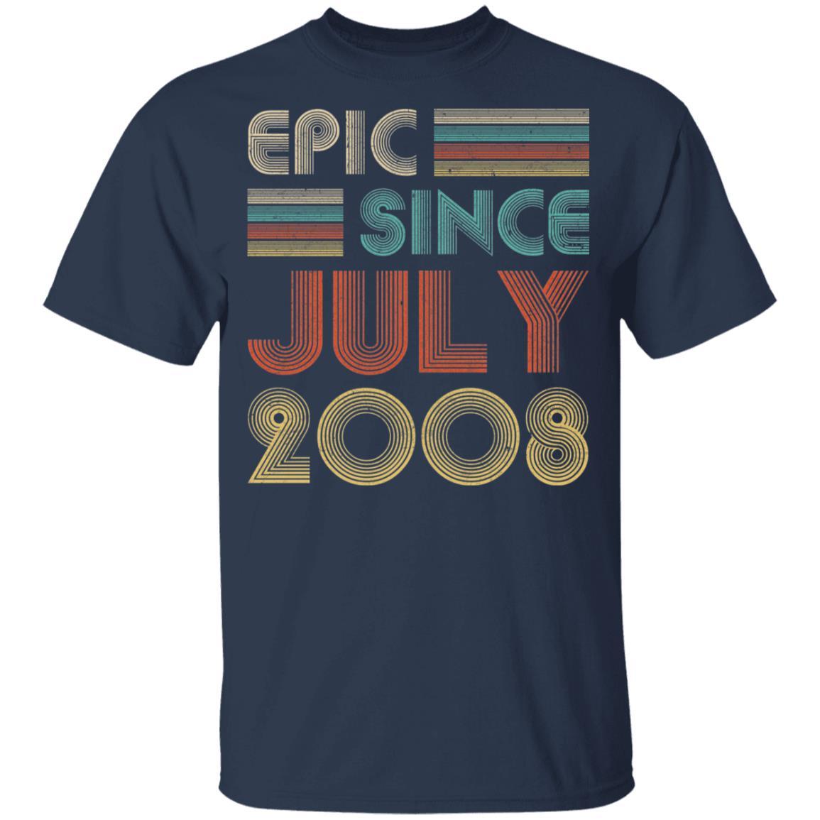 Epic Since July 2008 Vintage 13th Birthday Gifts Youth-Youth Shirt-Youth T-Shirt-Navy