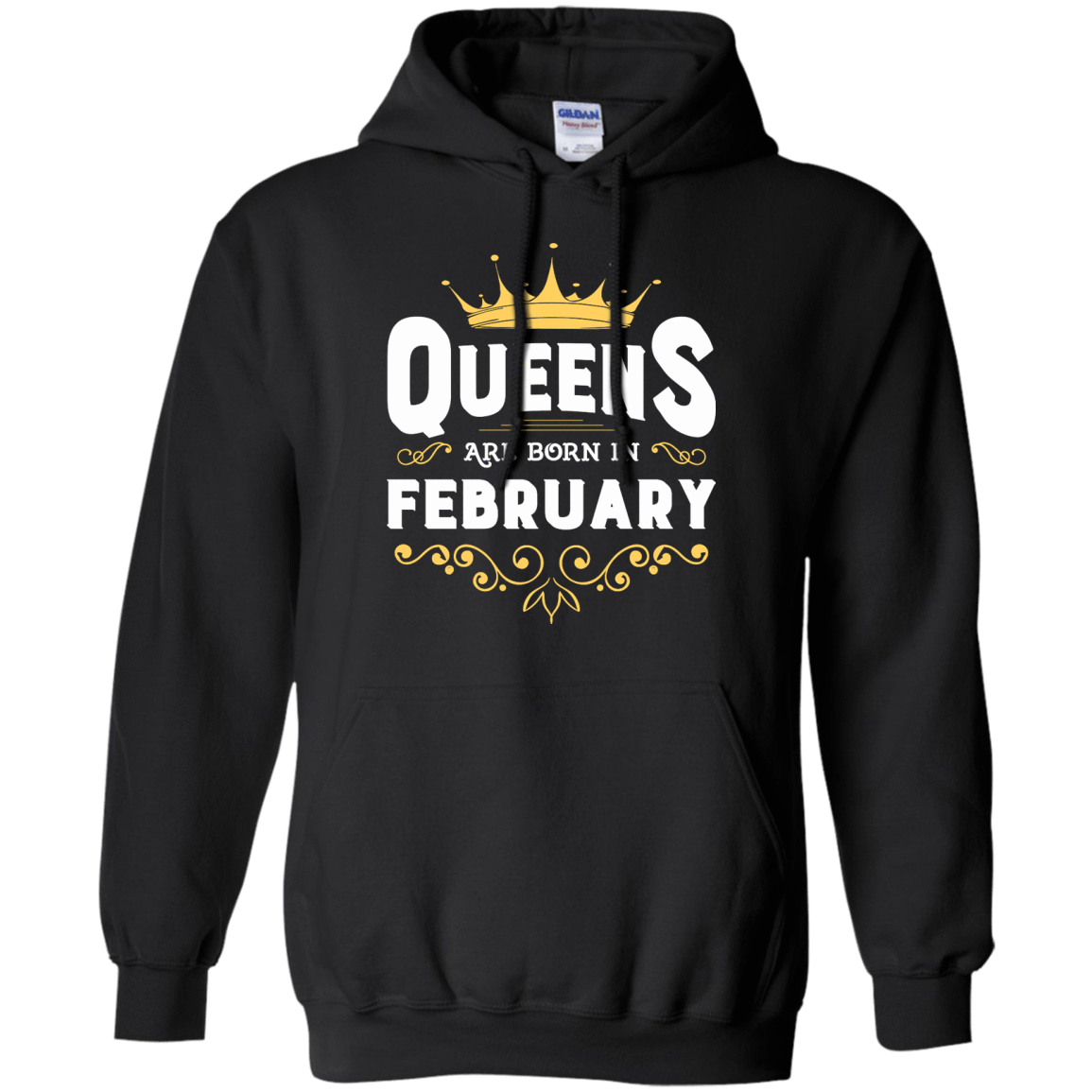 Queens Are Born In February-T-Shirt & Hoodie-Pullover Hoodie-Black