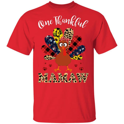 One Thankful Mamaw Leopard Turkey Thanksgiving Gift-T-Shirt & Sweatshirt-Classic T-Shirt-Red