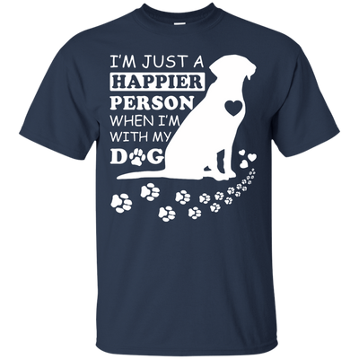 I'm Just A Happier Person When I'm With Dog-T-Shirt & Hoodie-Classic T-Shirt-Navy