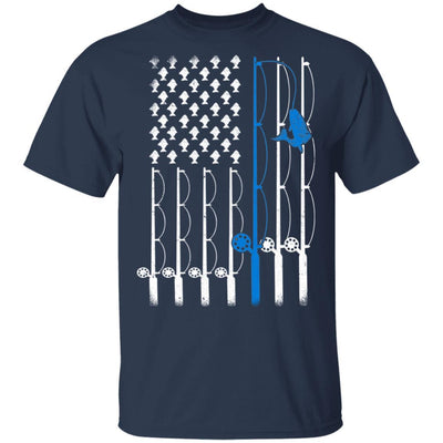 Vintage Fishing Clothes American Flag Fishing-T-Shirt & Hoodie-Classic T-Shirt-Navy