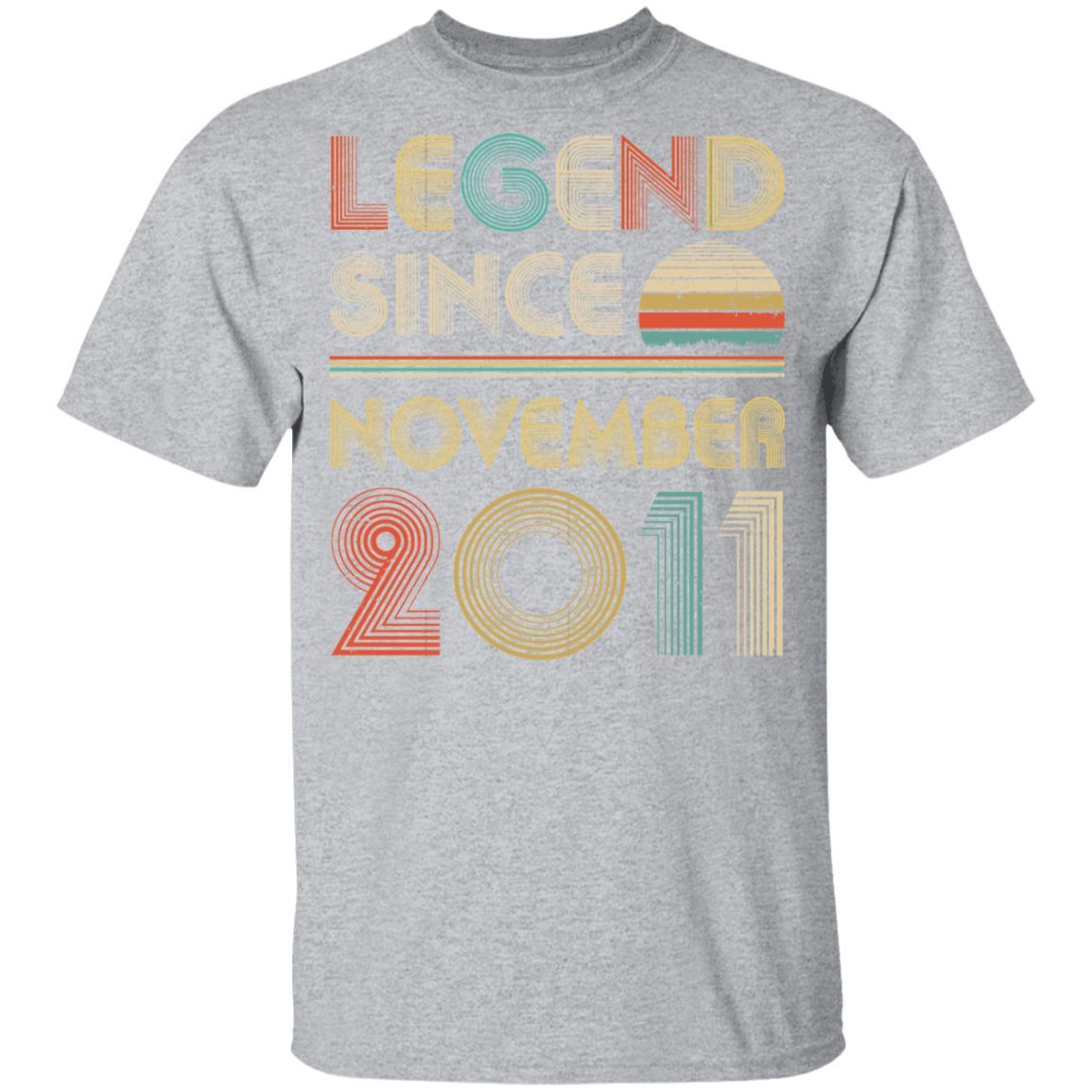 Legend Since November 2011 Vintage 10th Birthday Gifts Youth-Youth Shirt-Youth T-Shirt-Sport Grey