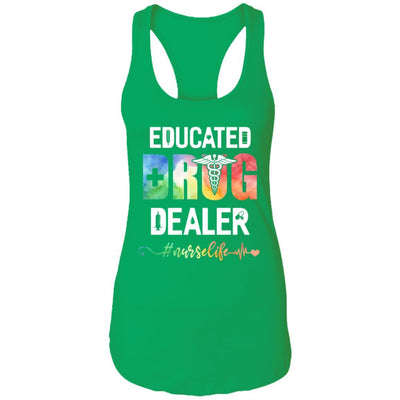 Educated Drug Dealer Funny Nursing Nurse Gift Heart Beat-T-Shirt & Tank Top-Women's Ideal Racerback Tank-Kelly Green