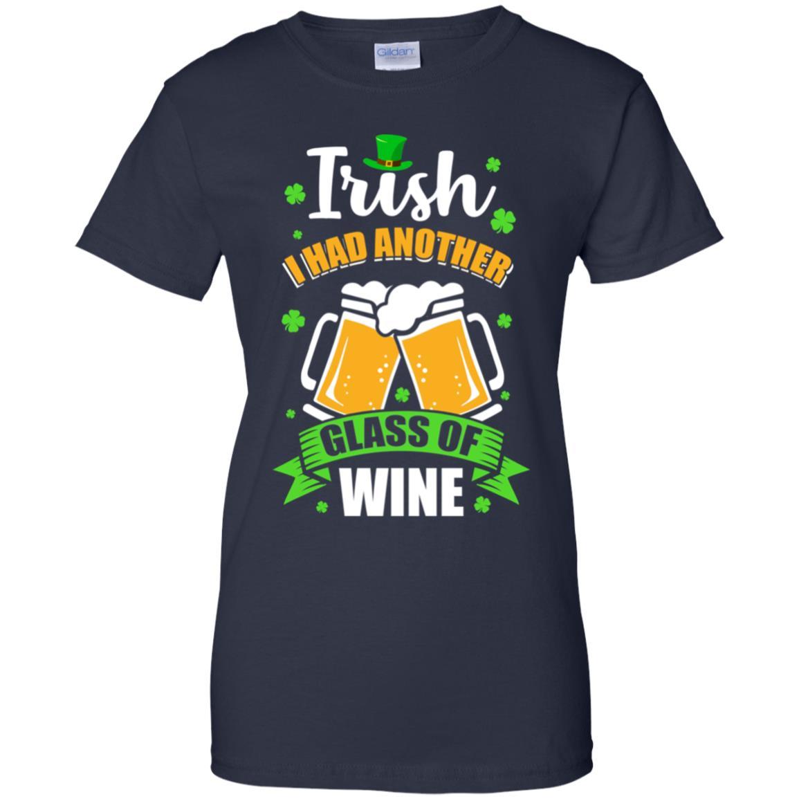Irish I Had Another Glass Of Wine St Patricks Day-T-Shirt & Hoodie-Women's T-Shirt-Navy