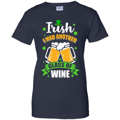 Irish I Had Another Glass Of Wine St Patricks Day-T-Shirt & Hoodie-Women's T-Shirt-Navy