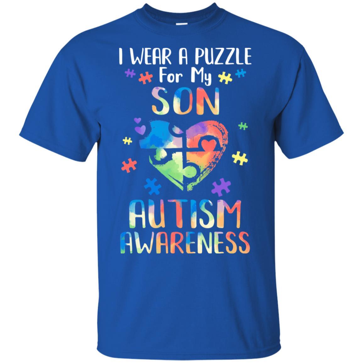 I Wear A Puzzle For My Son Autism Awareness-T-Shirt & Hoodie-Classic T-Shirt-Royal