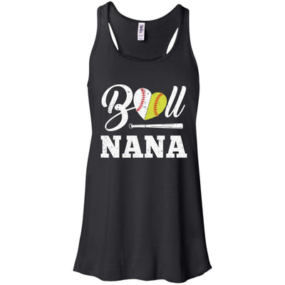 Funny Ball Nana Softball Baseball Mothers Day Gifts-T-Shirt & Tank Top-Women's Flowy Racerback Tank-Black