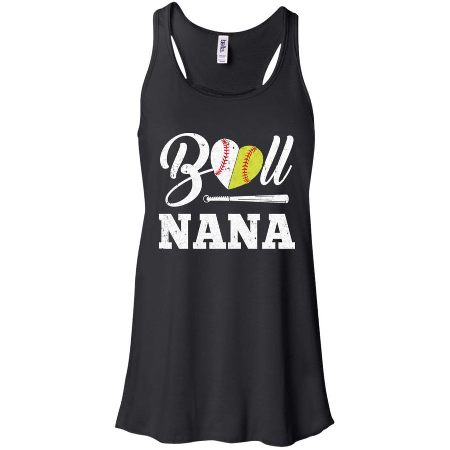 Funny Ball Nana Softball Baseball Mothers Day Gifts-T-Shirt & Tank Top-Women's Flowy Racerback Tank-Black