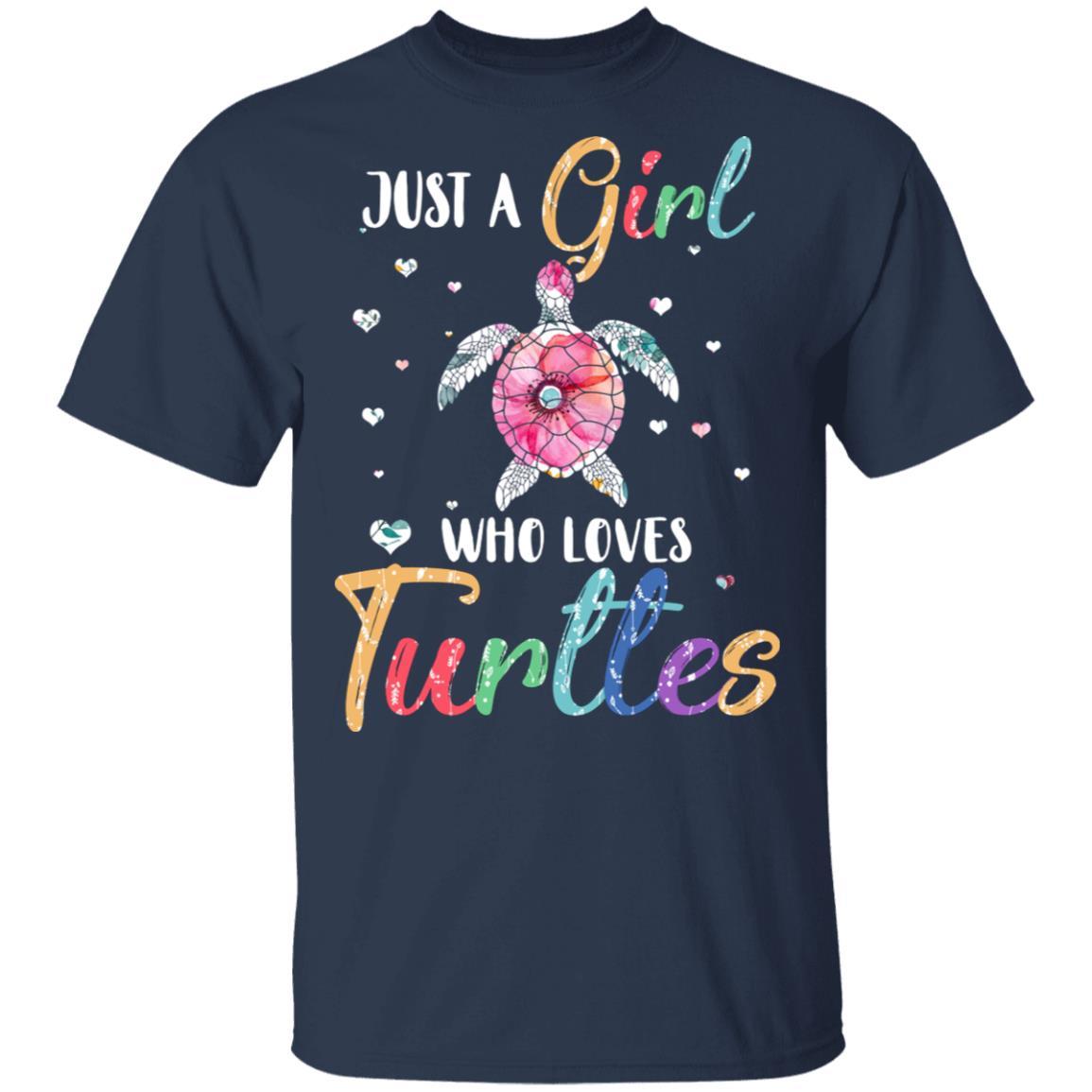 Just A Girl Who Loves Turtles Cute Turtle Lover-T-Shirt & Hoodie-Classic T-Shirt-Navy