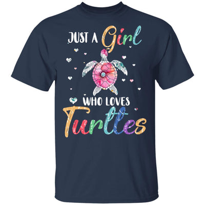 Just A Girl Who Loves Turtles Cute Turtle Lover-T-Shirt & Hoodie-Classic T-Shirt-Navy