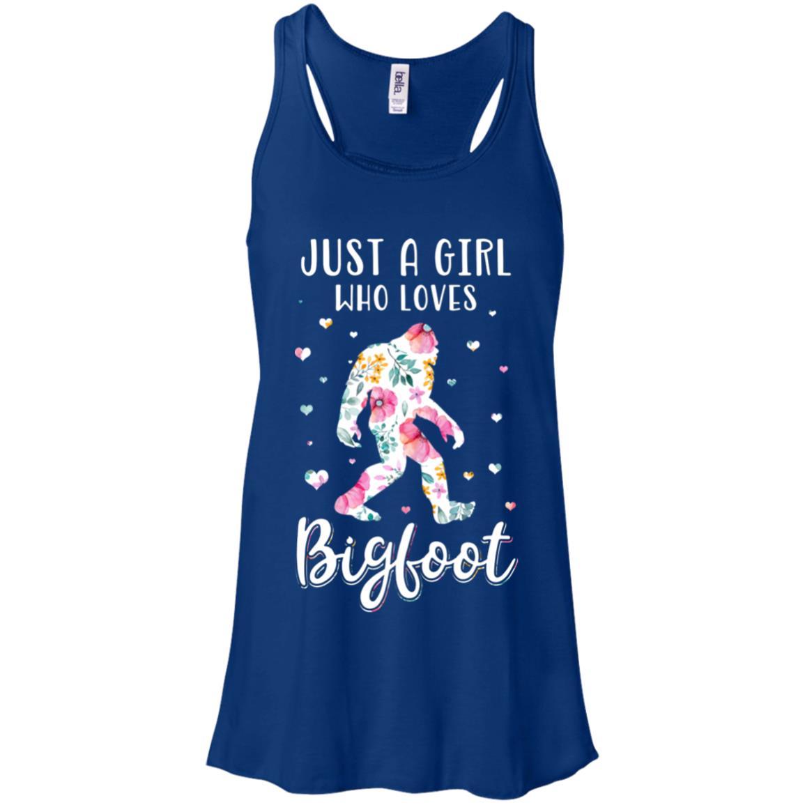 Flower Just A Girls Who Loves Bigfoot-T-Shirt & Tank Top-Women's Flowy Racerback Tank-True Royal