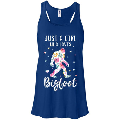 Flower Just A Girls Who Loves Bigfoot-T-Shirt & Tank Top-Women's Flowy Racerback Tank-True Royal