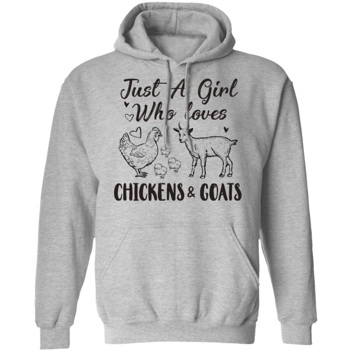 Just A Girl Who Loves Chickens And Goats Farmer Girls Gift-T-Shirt & Hoodie-Pullover Hoodie-Sport Grey