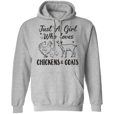 Just A Girl Who Loves Chickens And Goats Farmer Girls Gift-T-Shirt & Hoodie-Pullover Hoodie-Sport Grey