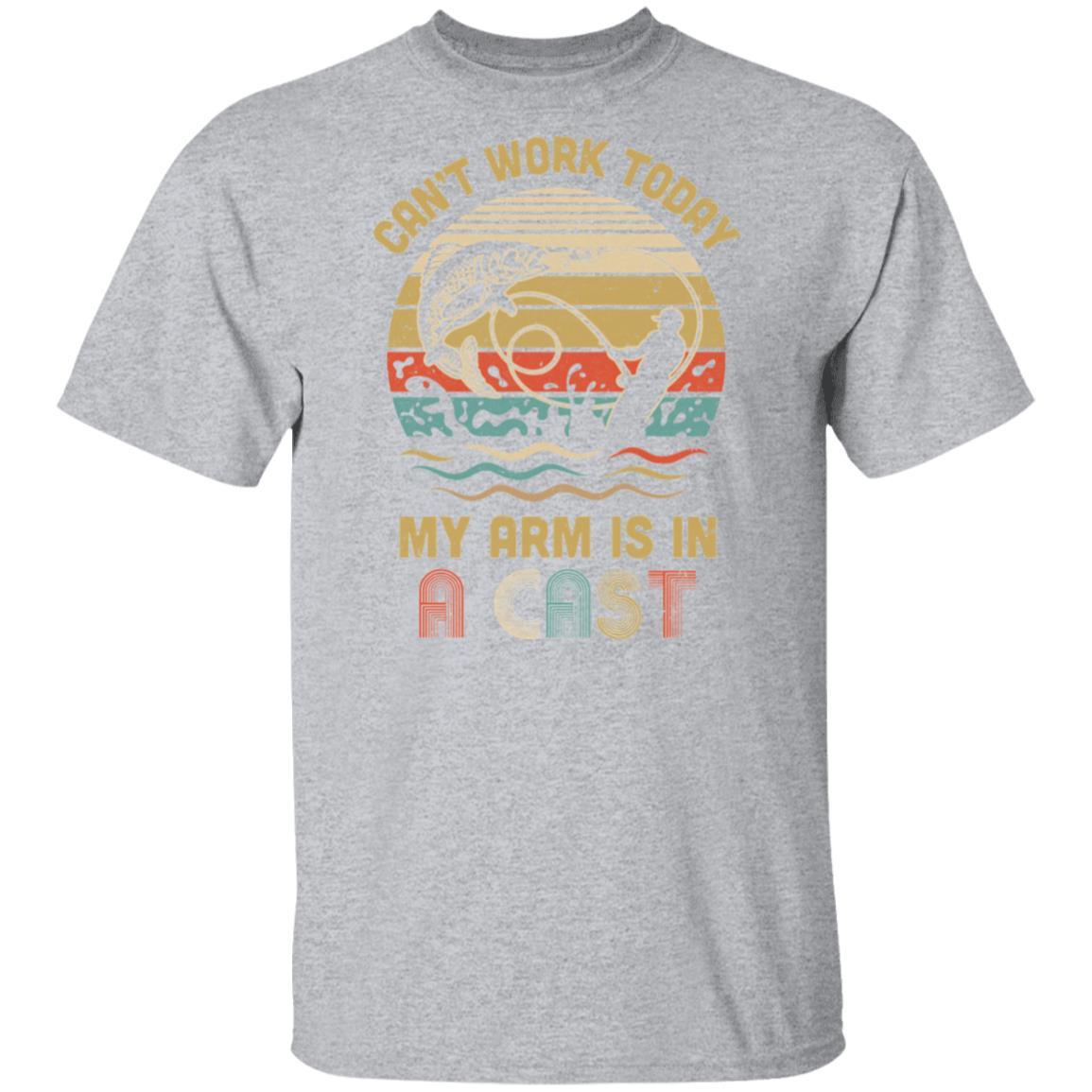 Vintage Fishing Tee Can't Work Today My Arm Is In A Cast-T-Shirt & Hoodie-Classic T-Shirt-Sport Grey