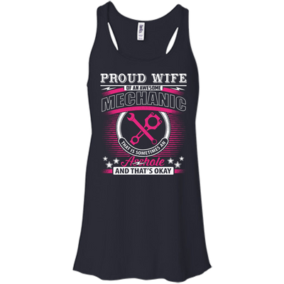 Proud Wife Of An Awesome Mechanic-T-Shirt & Hoodie-Women's Flowy Racerback Tank-Midnight