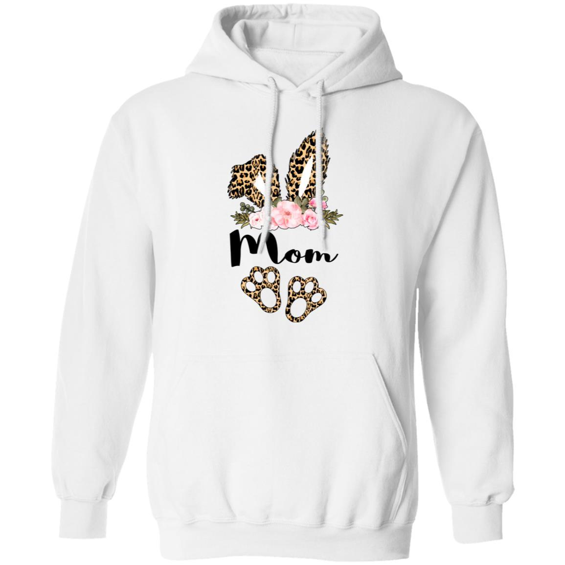 Flower Leopard Bunny Mom Easter Day Women Gifts-T-Shirt & Hoodie-Pullover Hoodie-White
