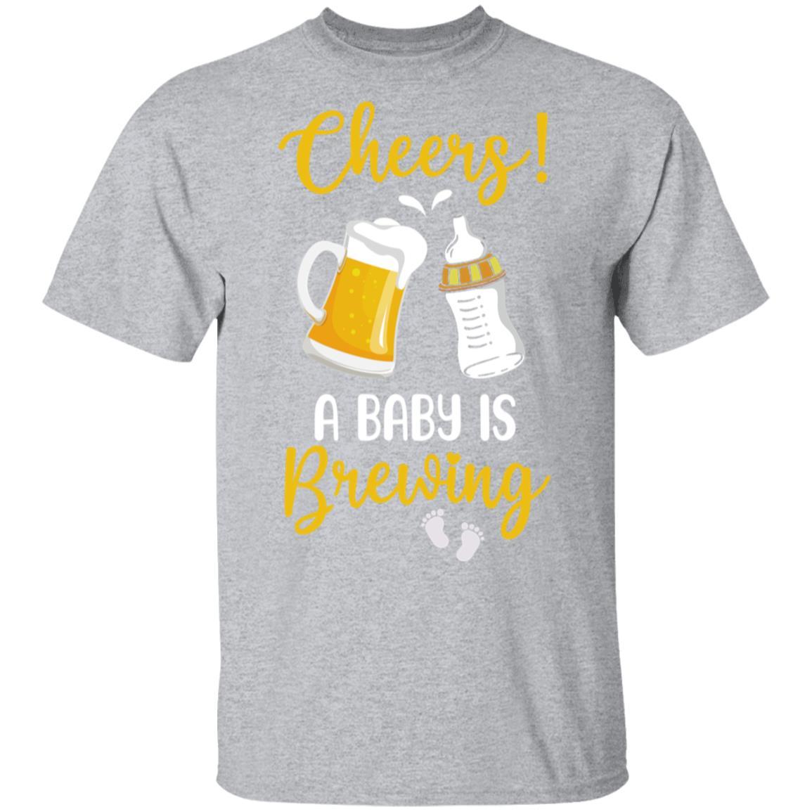 Cheers A Baby is Brewing Gender Pregnancy Announcement-T-Shirt & Hoodie-Classic T-Shirt-Sport Grey