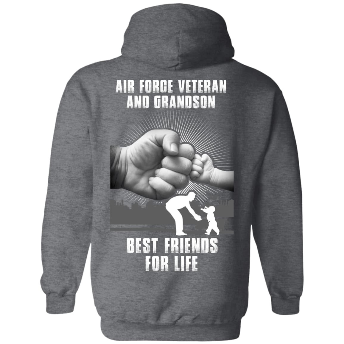 Air Force Veteran And Grandson Best Friends For Life-T-Shirt & Hoodie-Pullover Hoodie-Dark Heather