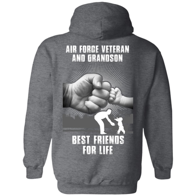 Air Force Veteran And Grandson Best Friends For Life-T-Shirt & Hoodie-Pullover Hoodie-Dark Heather