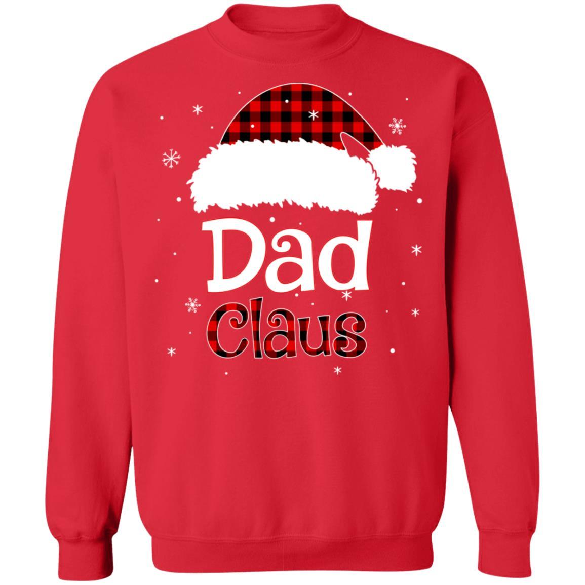 Santa Dad Claus Red Plaid Family Pajamas Christmas Gift-T-Shirt & Sweatshirt-Crewneck Sweatshirt-Red