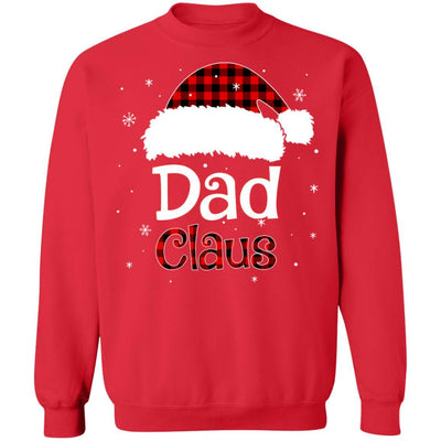 Santa Dad Claus Red Plaid Family Pajamas Christmas Gift-T-Shirt & Sweatshirt-Crewneck Sweatshirt-Red