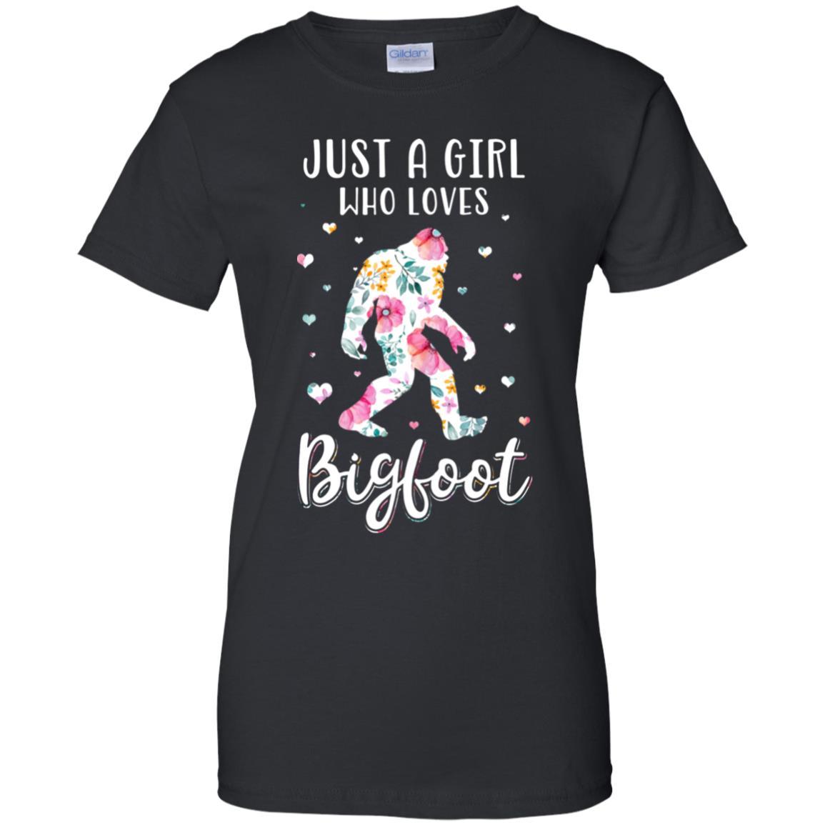Flower Just A Girls Who Loves Bigfoot-T-Shirt & Tank Top-Women's T-Shirt-Black