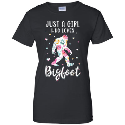 Flower Just A Girls Who Loves Bigfoot-T-Shirt & Tank Top-Women's T-Shirt-Black