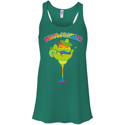 Rainbow Meowgarita Margarita Cat Lover-T-Shirt & Hoodie-Women's Flowy Racerback Tank-Kelly