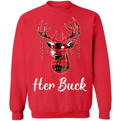 Her Buck Couples Matching Christmas Pajamas Costume Gift-T-Shirt & Sweatshirt-Crewneck Sweatshirt-Red