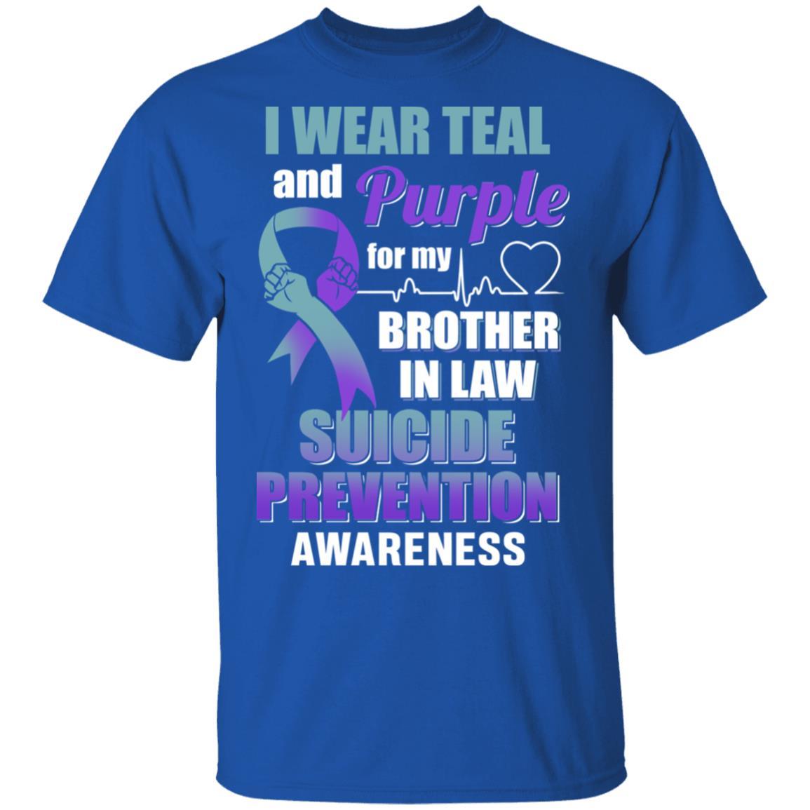 I Wear Teal And Purple For My Brother In Law Suicide Prevention-T-Shirt & Hoodie-Classic T-Shirt-Royal