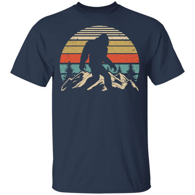 Vintage Bigfoot Silhouette Mountain Sun Believe-T-Shirt & Hoodie-Classic T-Shirt-Navy