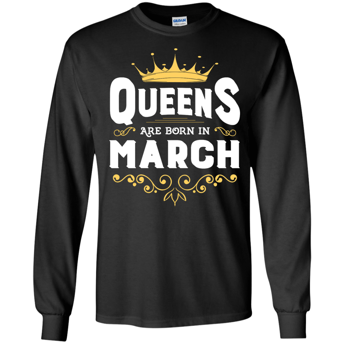 Queens Are Born In March-T-Shirt & Hoodie-Long Sleeve T-Shirt-Black
