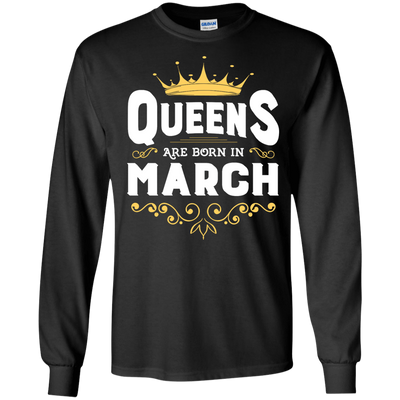 Queens Are Born In March-T-Shirt & Hoodie-Long Sleeve T-Shirt-Black