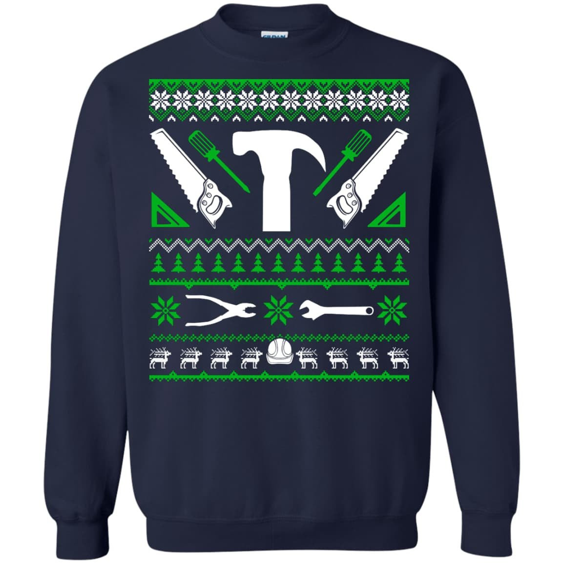 Carpenter Christmas Sweater-T-Shirt & Hoodie-Crewneck Sweatshirt-Navy